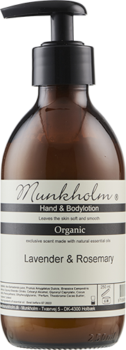MUNKHOLM ORGANIC HAND & BODYLOTION, LAVENDER & ROSEMARY, 250 ML